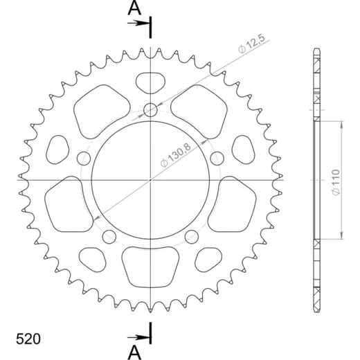 Alu-Rear Sprocket / Chain Wheel Supersprox 520/47t blue 36701AB47