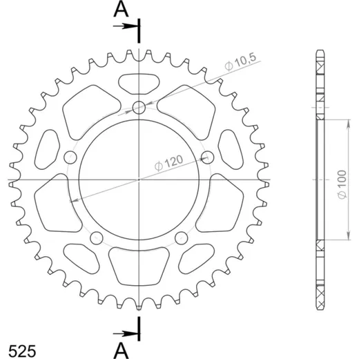 Alu-Rear Sprocket / Chain Wheel Supersprox 525/41t black 36800AK41