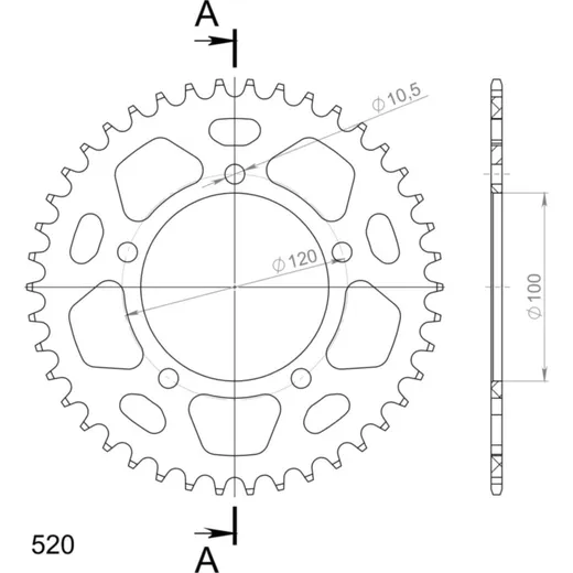 Alu-Rear Sprocket / Chain Wheel Supersprox 520/42t black 36801AK42