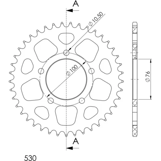 Alu-Rear Sprocket / Chain Wheel Supersprox 530/41t black 93901AK41