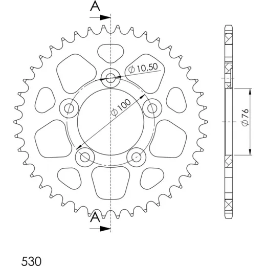 Alu-Rear Sprocket / Chain Wheel Supersprox 530/43t black 93901AK43