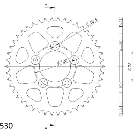 Alu-Rear Sprocket / Chain Wheel Supersprox 530/46t black 93901AK46