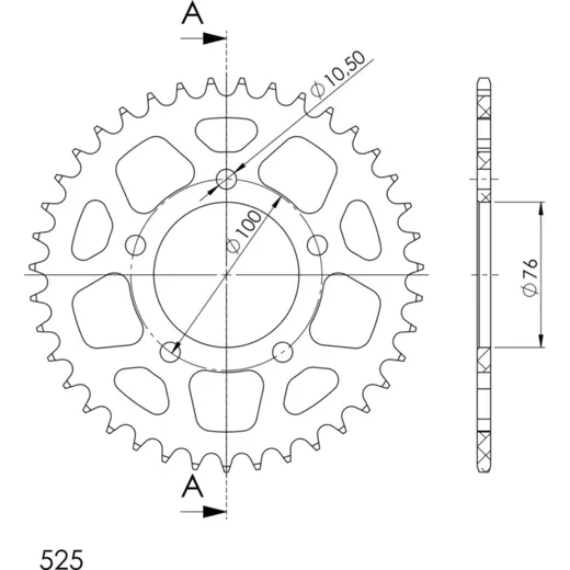 Alu-Rear Sprocket / Chain Wheel Supersprox 525/40t blue