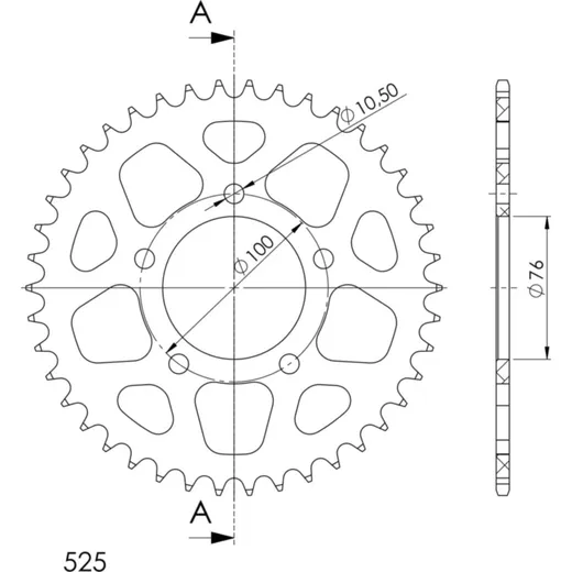 Alu-Rear Sprocket / Chain Wheel Supersprox 525/41t blue