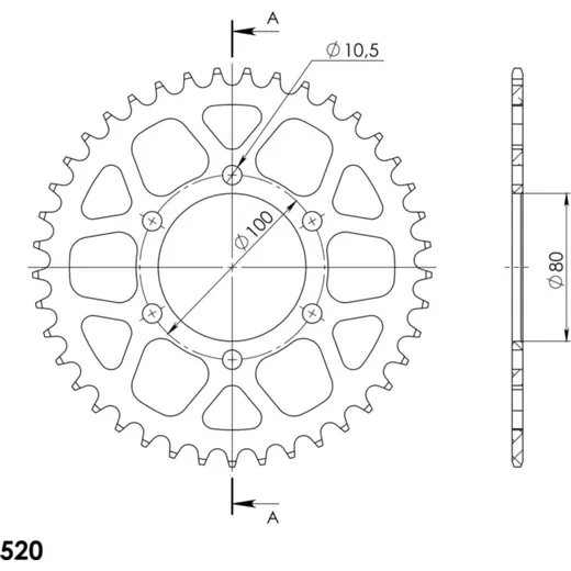 Alu-Rear Sprocket / Chain Wheel Supersprox 520/41t gold 37094AS41