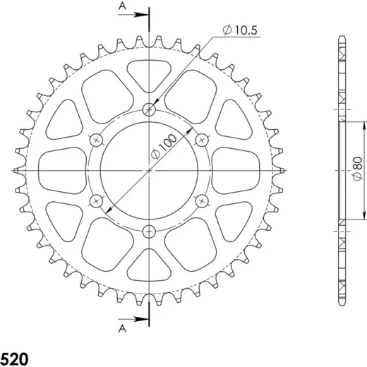 Alu-Rear Sprocket / Chain Wheel Supersprox 520/42t gold 37094AS42