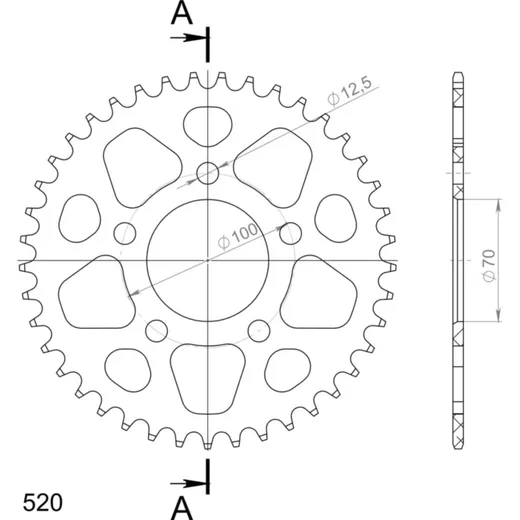 Alu-Rear Sprocket / Chain Wheel Supersprox 520/41t black 36711AK41