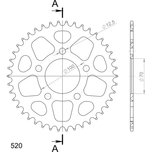 Alu-Rear Sprocket / Chain Wheel Supersprox 520/42t black 36711AK42