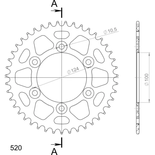 Alu-Rear Sprocket / Chain Wheel Supersprox 520/43t black 51602AK43