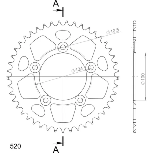 Alu-Rear Sprocket / Chain Wheel Supersprox 520/45t red 51613AR45