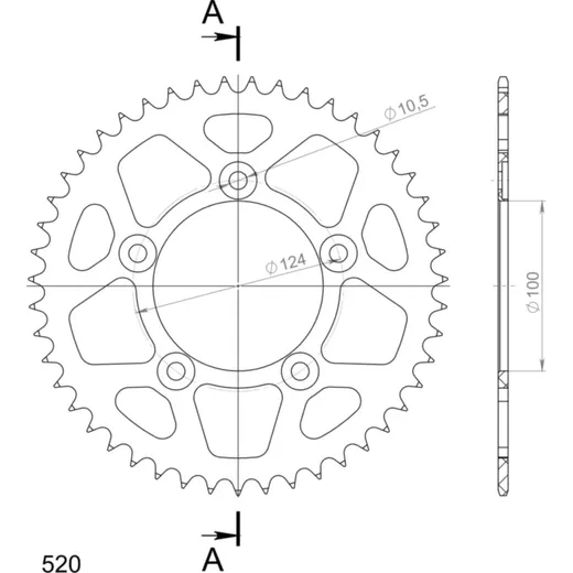 Alu-Rear Sprocket / Chain Wheel Supersprox 520/47t black 51613AK47