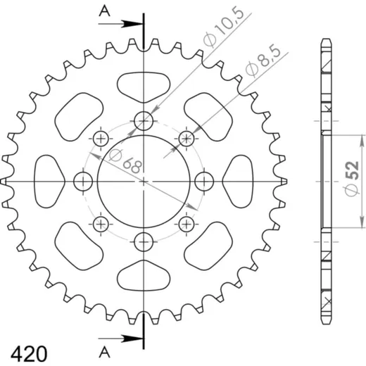 Alu-Rear Sprocket / Chain Wheel Supersprox 420/38t black