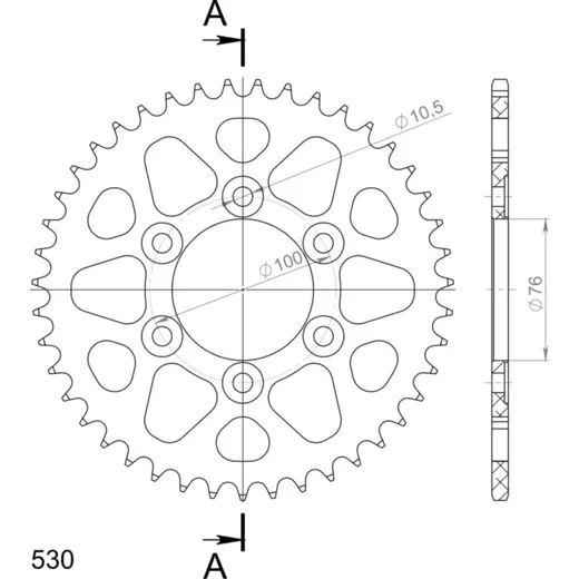 Alu-Rear Sprocket / Chain Wheel Supersprox 530/43t black 15902AK43