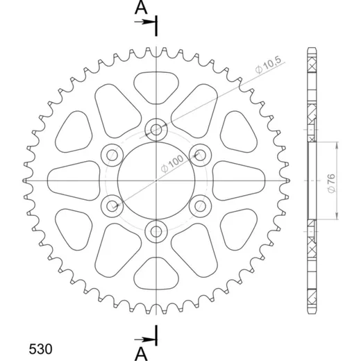 Alu-Rear Sprocket / Chain Wheel Supersprox 530/50t black 15902AK50