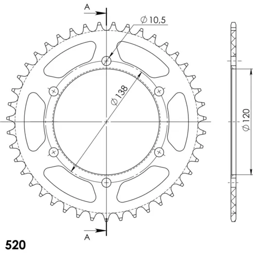 Alu-Rear Sprocket / Chain Wheel Supersprox 520/43t black