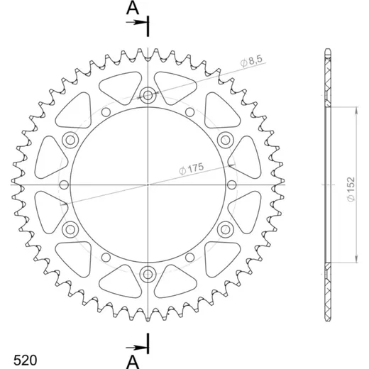 Alu-Rear Sprocket / Chain Wheel Supersprox 520/51t blue 13500AB51