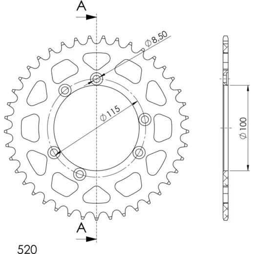 Alu-Rear Sprocket / Chain Wheel Supersprox 520/41t black 30868AK41