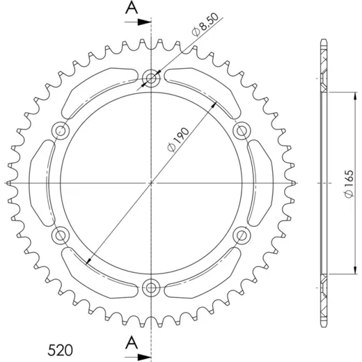 Alu-Rear Sprocket / Chain Wheel Supersprox 520/50t black 30896AK50