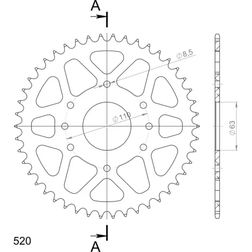 Alu-Rear Sprocket / Chain Wheel Supersprox 520/46t orange 72306AO46