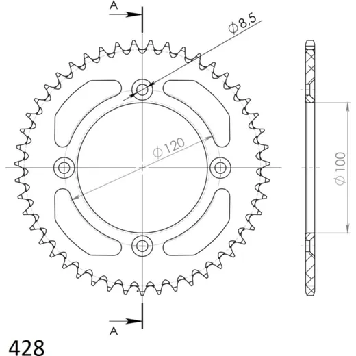 Alu-Rear Sprocket / Chain Wheel Supersprox 428/47t blue