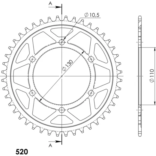 Steel Edge-Rear Sprocket / Chain Wheel Supersprox 520-44t black