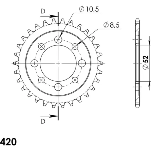 Steel Edge-Rear Sprocket / Chain Wheel Supersprox 420-30t black