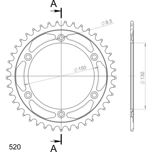 Steel-Rear Sprocket / Chain Wheel Supersprox 520/41t black 30245-41