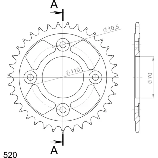 Steel-Rear Sprocket / Chain Wheel Supersprox 520/35t black 10406-35