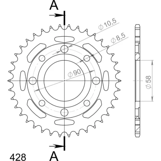 Steel-Rear Sprocket / Chain Wheel Supersprox 428/38t black