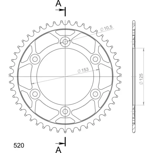 Steel-Rear Sprocket / Chain Wheel Supersprox 520/47t black 40301-47