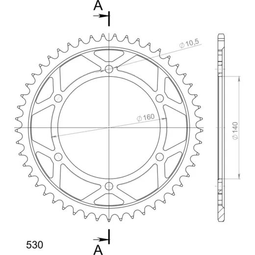 Steel-Rear Sprocket / Chain Wheel Supersprox 530/49t black 16701-49