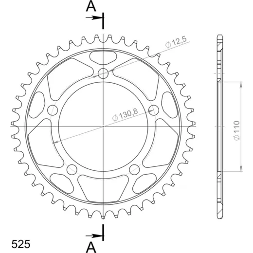 Steel-Rear Sprocket / Chain Wheel Supersprox 525/43t black 35700-43