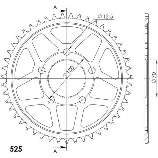 Steel-Rear Sprocket / Chain Wheel Supersprox 525/47t black 35710-47