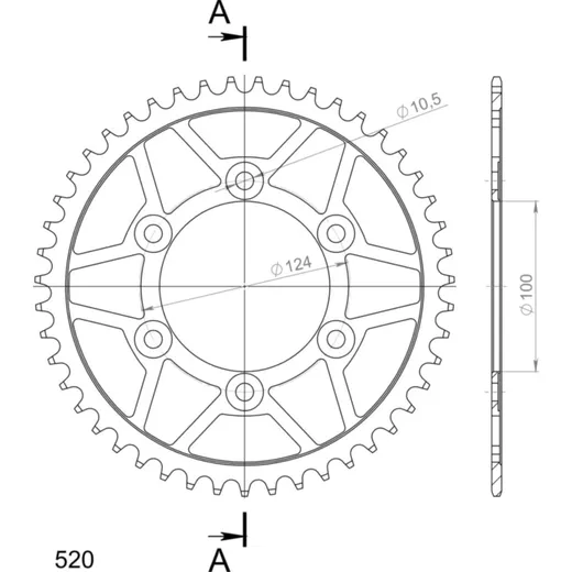 Steel-Rear Sprocket / Chain Wheel Supersprox 520/47t black 50602-47