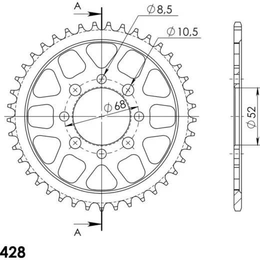 Steel-Rear Sprocket / Chain Wheel Supersprox 428/41t black 14101-41