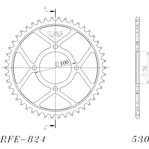 Steel-Rear Sprocket / Chain Wheel Supersprox 530/46t black 14500-46