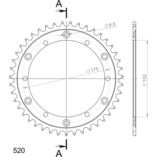 Steel-Rear Sprocket / Chain Wheel Supersprox 520/43t black 12500-43