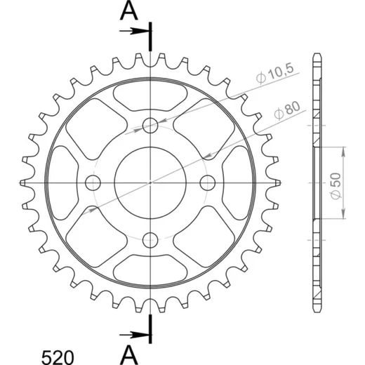Steel-Rear Sprocket / Chain Wheel Supersprox 520/34t black 47401-34