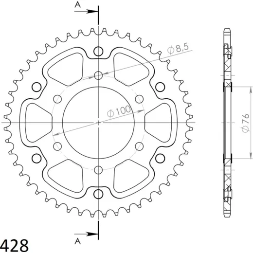 Stealth-Rear Sprocket / Chain Wheel Supersprox 428/48t blue 30106B48