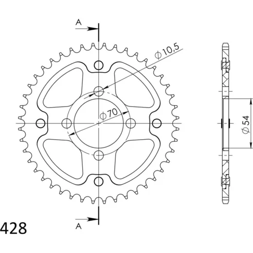 Stealth-Rear Sprocket / Chain Wheel Supersprox 428/42t gold