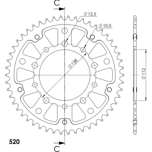 Stealth-Rear Sprocket / Chain Wheel Supersprox 520/50t gold 10509S50