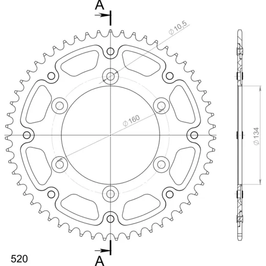 Stealth-Rear Sprocket / Chain Wheel Supersprox 520/55t orange