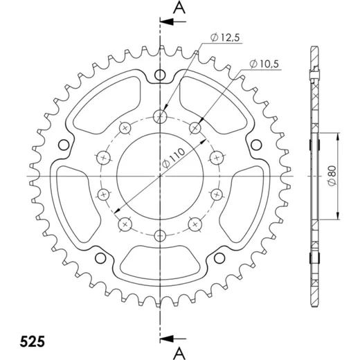 Stealth-Rear Sprocket / Chain Wheel Supersprox 525/45t black