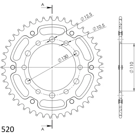Stealth-Rear Sprocket / Chain Wheel Supersprox 520/45t gold 31486S45