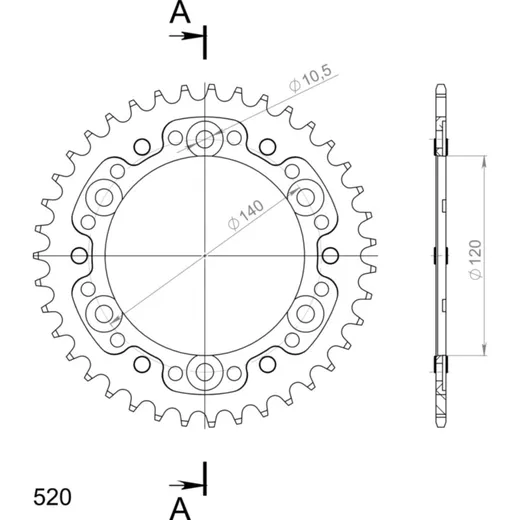 Stealth-Rear Sprocket / Chain Wheel Supersprox 520/39t black 16404K39