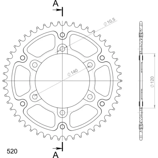 Stealth-Rear Sprocket / Chain Wheel Supersprox 520/50t gold 16404S50