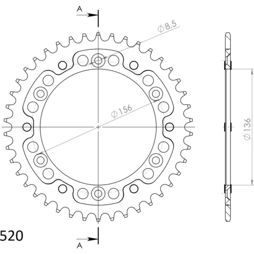 Stealth-Rear Sprocket / Chain Wheel Supersprox 520/42t black 14206K42