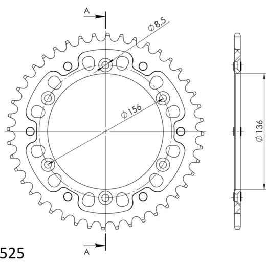 Stealth-Rear Sprocket / Chain Wheel Supersprox 525/44t gold 14506S44
