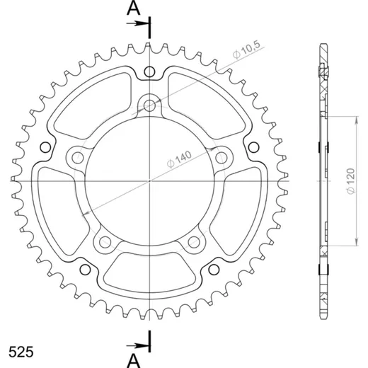 Stealth-Rear Sprocket / Chain Wheel Supersprox 525/49t gold 14604S49