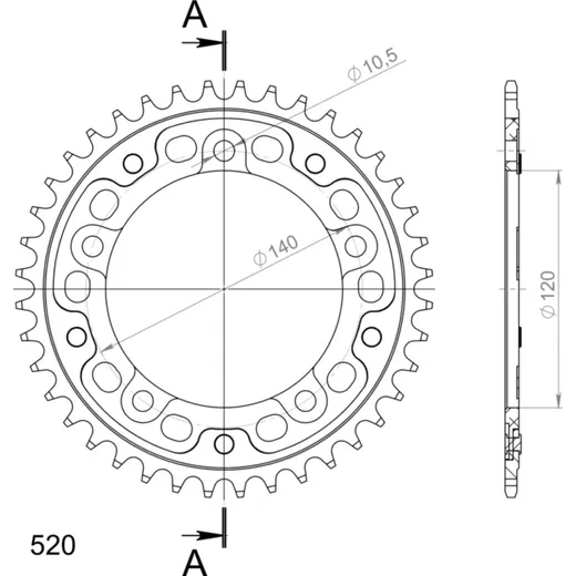 Stealth-Rear Sprocket / Chain Wheel Supersprox 520/41t black 15605K41